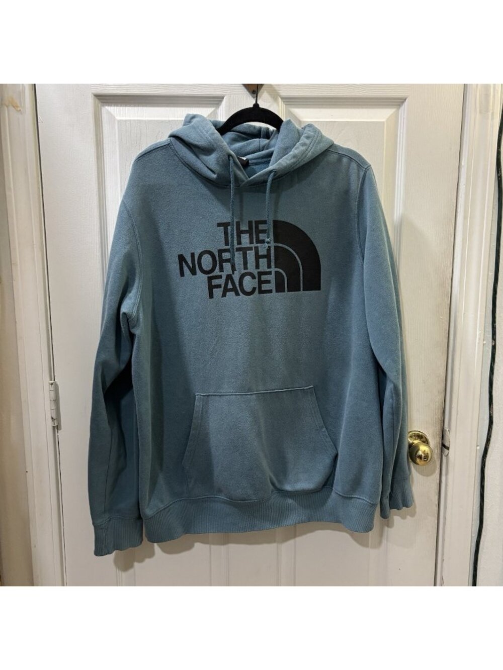 The North Face Men's Blue Fleece Pullover Hoodie XL Logo Graphic Front Pocket